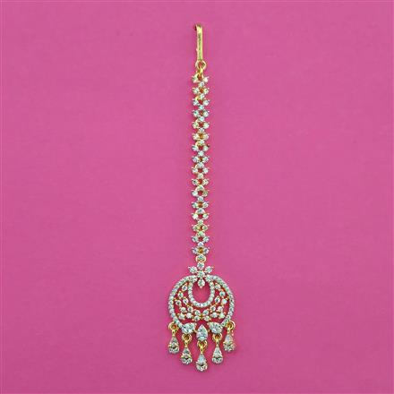 American Diamond Classic Tikka with Rhodium Plating 2 Tone Plating Mehndi Plating