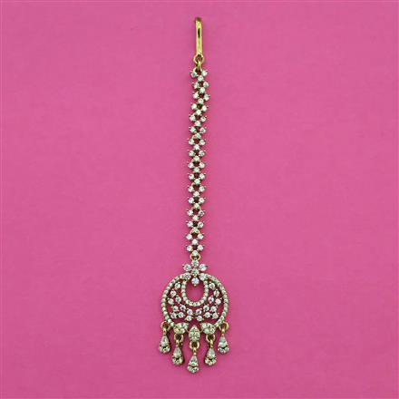 American Diamond Classic Tikka with Rhodium Plating 2 Tone Plating Mehndi Plating