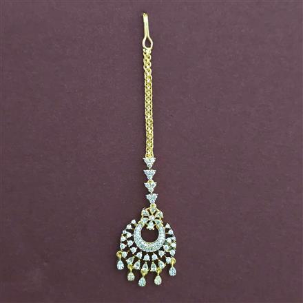 American Diamond Classic Tikka with Rhodium Plating 2 Tone Plating Mehndi Plating