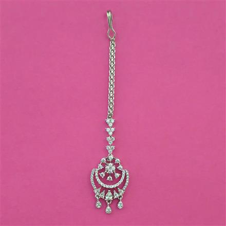 American Diamond Classic Tikka with Rhodium Plating 2 Tone Plating Mehndi Plating
