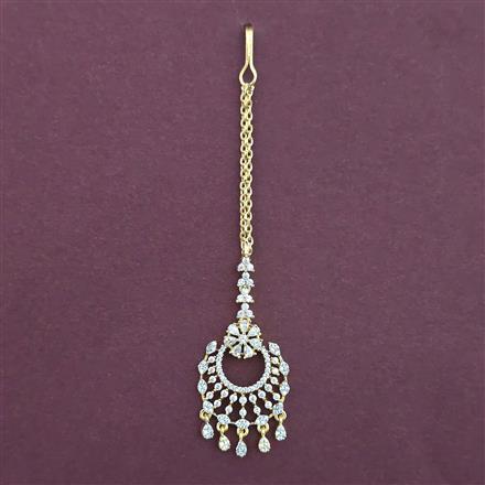 American Diamond Classic Tikka with Rhodium Plating 2 Tone Plating Mehndi Plating