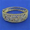 American Diamond Broad Kada with Rhodium Plating 2 Tone Plating Mehndi Plating