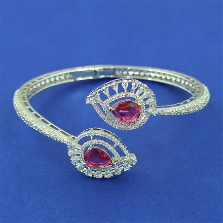 American Diamond Openable kada with Rhodium Plating