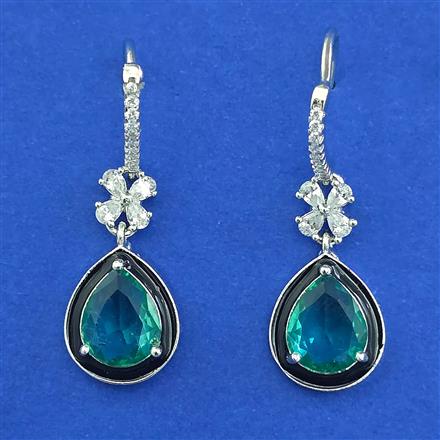 American Diamond Classic Earring with Rhodium Plating