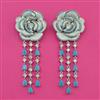 American Diamond Long Earring with Rhodium Plating