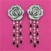American Diamond Long Earring with Rhodium Plating
