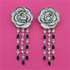 American Diamond Long Earring with Rhodium Plating