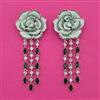 American Diamond Long Earring with Rhodium Plating