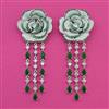 American Diamond Long Earring with Rhodium Plating