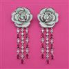 American Diamond Long Earring with Rhodium Plating