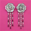 American Diamond Long Earring with Rhodium Plating