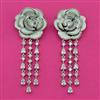 American Diamond Long Earring with Rhodium Plating