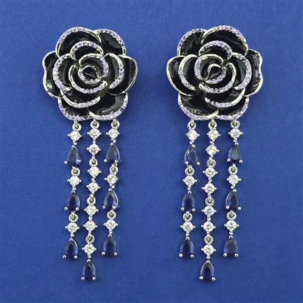 American Diamond Classic Earring with Rhodium Plating