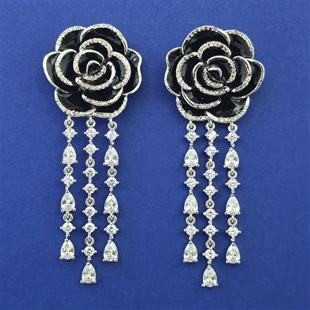 American Diamond Classic Earring with Rhodium Plating