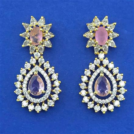 American Diamond Classic Earring with 2 Tone Plating