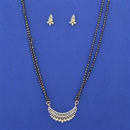 American Diamond Classic Mangalsutra with Rhodium Plating 2 Tone Plating