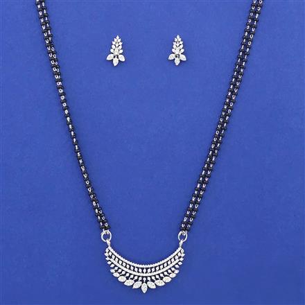 American Diamond Classic Mangalsutra with Rhodium Plating 2 Tone Plating