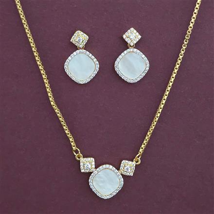 American Diamond Classic Pendant Set with Rhodium Plating 2 Tone Plating