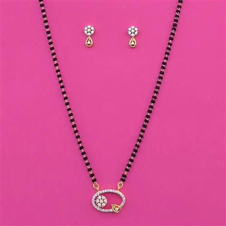 American Diamond Classic Mangalsutra with Rhodium Plating 2 Tone Plating