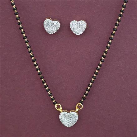 American Diamond Classic Mangalsutra with Rhodium Plating 2 Tone Plating