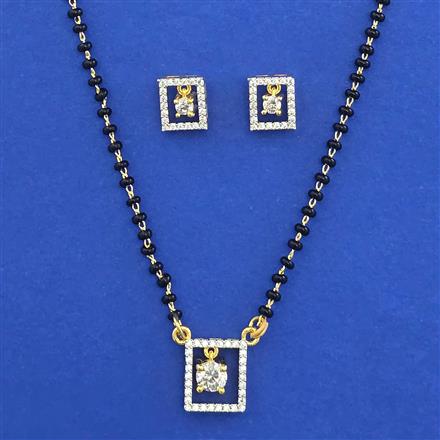 American Diamond Classic Mangalsutra with Rhodium Plating 2 Tone Plating