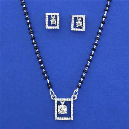 American Diamond Classic Mangalsutra with Rhodium Plating 2 Tone Plating