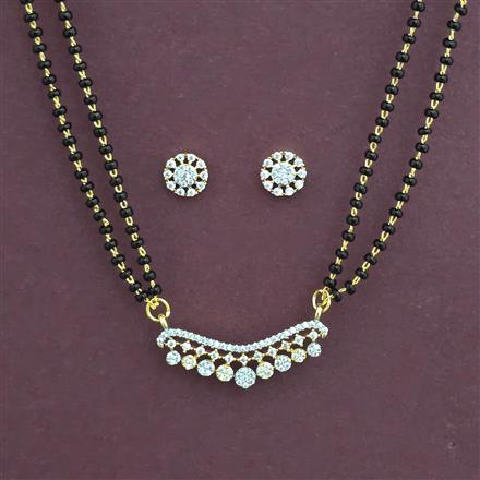 American Diamond Classic Mangalsutra with Rhodium Plating 2 Tone Plating