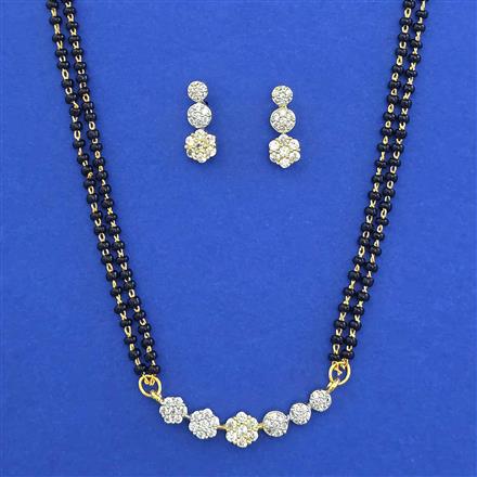 American Diamond Classic Mangalsutra with Rhodium Plating 2 Tone Plating