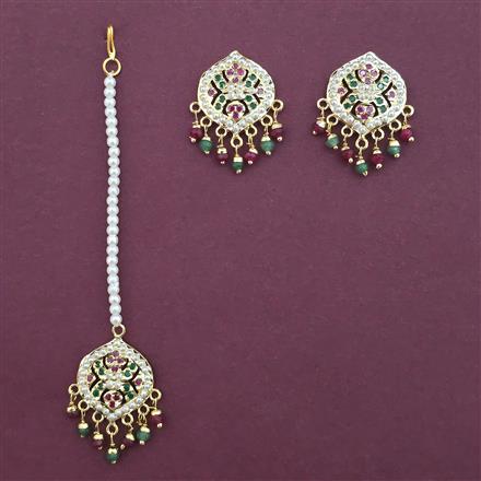 American Diamond Classic Earring Tikka with Gold Plating