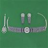 American Diamond Choker Necklace with Rhodium Plating