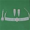 American Diamond Choker Necklace with Rhodium Plating