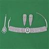 American Diamond Choker Necklace with Rhodium Plating