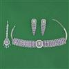American Diamond Choker Necklace with Rhodium Plating
