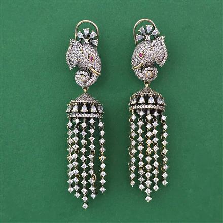 American Diamond Animal Earring with Mehndi Plating