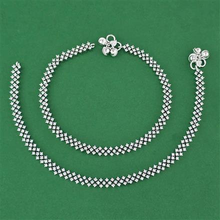 American Diamond Classic Payal with Rhodium Plating Gold Plating Mehndi Plating