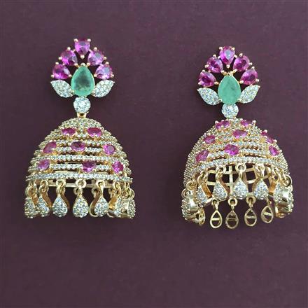 American Diamond Jhumki with Carat Plating