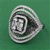American Diamond Adjustable Ring with Black Plating