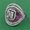 American Diamond Adjustable Ring with Black Plating