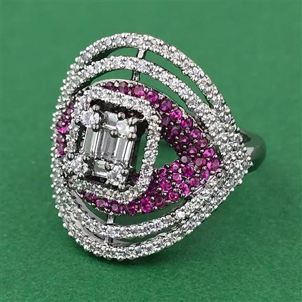 American Diamond Adjustable Ring with Black Plating