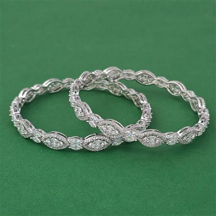 American Diamond Classic Bangles with Rhodium Plating