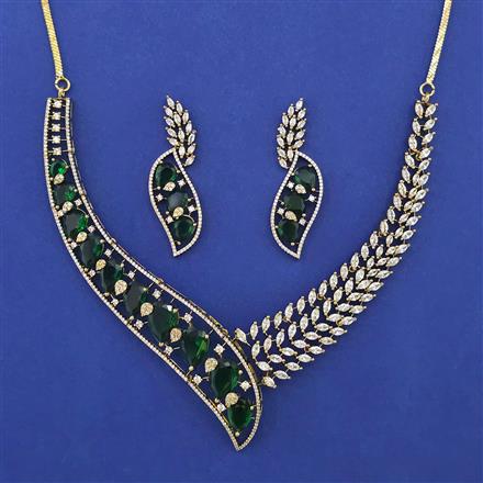 American Diamond Classic Necklace with Mehndi Plating