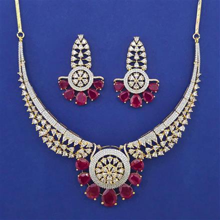 American Diamond Classic Necklace with 2 Tone Plating