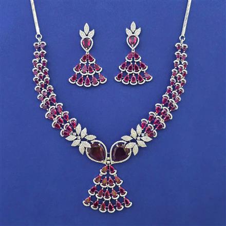 American Diamond Classic Necklace with Rhodium Plating