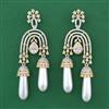 American Diamond Pearl Earring with Rhodium Plating 2 Tone Plating Mehndi Plating