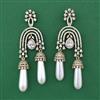 American Diamond Pearl Earring with Rhodium Plating 2 Tone Plating Mehndi Plating