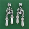 American Diamond Pearl Earring with Rhodium Plating 2 Tone Plating Mehndi Plating