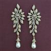 American Diamond Pearl Earring with Rhodium Plating 2 Tone Plating Mehndi Plating
