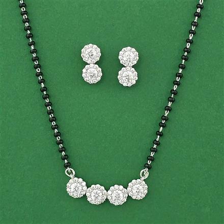 American Diamond Classic Mangalsutra with Rhodium Plating