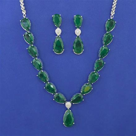 American Diamond Classic Necklace with Rhodium Plating