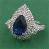 American Diamond Adjustable Ring with Rhodium Plating
